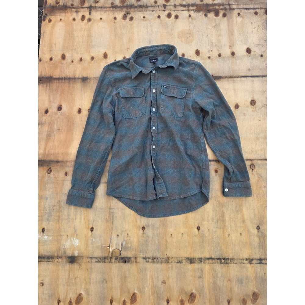 Brixton Bowery Flannel Shirt Mens Large Green Plaid Long Sleeve Button Down